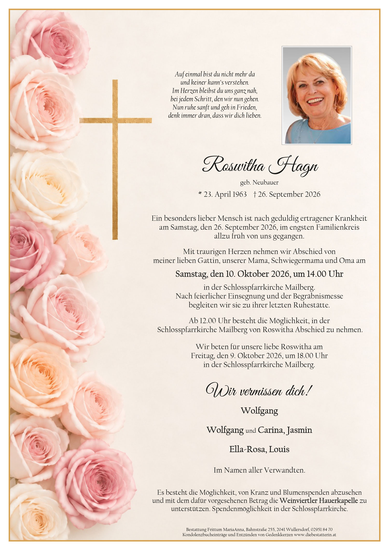 In Liebevoller Erinnerung An Roswitha Hagn